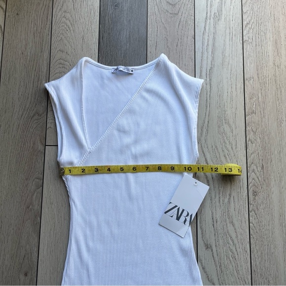 Zara White Sleeveless Bodycon Midi Dress - Picture 5 of 5